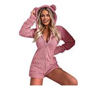 VDDTAGAM polar bear onesie sexy halloween pajamas for women bear onesie adult sexy bear costume sexy onesie for women teddy bear pajamas for women sherpa onesie women sexy onesie sexy(Pink,4XL)