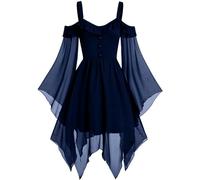 VDDTAGAM Renaissance Dress Women Plus Size Witch Costume Black Costume Dress Witch Dress Halloween Costume Women Halloween Womens Fairy Costume Black Halloween Dress Purple Renaissance(Navy,XXL)