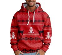 VDDTAGAM Unisex 3D Printed Casual Christmas Jumpers 3D Graphic Pullover Ugly Funny Xmas Long Sleeve Hoodies or Crewneck Sweatshirts for Men Women Boys Girls Family Winter and Holiday Parties (red,XL)