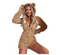 VDDTAGAM women red fluffy shorts teddy bear pjs for women sexy halloween pjs gray onesie women bear onesie fuzzy sets for women white onesie adult women fuzzy set women's sexy onesie p(Khaki,XL)