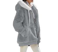 VDDTAGAM Women'S Hoodie Womens Winter Coat Teddy Bear Jacket For Women Womens Winter Clothes Winter Coat Women Sherpa Lined Flannel Jacket Women Plus Size Fleece Jackets For Women Zipp(Light Gray,S)
