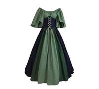 VDDTAGAM Womens Renaissance Costume Medieval Dress Vintage Maxi Vampire Witch Cosplay Gothic Gown Dress Halloween Costume (Green,S) VDD719