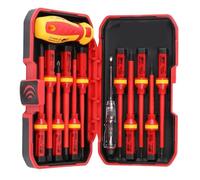 VDE Certified Electrical Screwdriver Set - 13pcs Insulated Magnetic Screwdrivers with Interchangeable Handle & Bits, 1000V