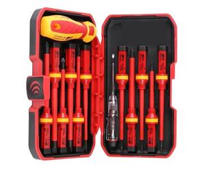 VDE Certified Electrical Screwdriver Set - 13pcs Insulated Magnetic Screwdrivers with Interchangeable Handle & Bits, 1000V