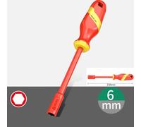 VDE Insulated Socket Wrench Set - 1000V High-Voltage Rated for Electricians, TPE-Coated Alloy Steel Hex Wrenches (4-14 mm), Red Safety Co(6MM)