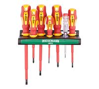 VDE Screwdriver Set 7pcs incl. Voltage Detector and wall Holder from WIESEMANN 1893 | Slotted & PH I 81123