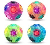 Vdealen Magic Rainbow Puzzle Ball- Fidget Ball 3D Puzzle Stress Reliever Brain Teaser Fidget Toy- Birthday Party Easter Christmas Stocking Fillers Gift Toy for Kids Teens Adults- 4 Pack