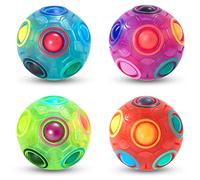 Vdealen Magic Rainbow Puzzle Ball- Fidget Ball 3D Puzzle Stress Reliever Brain Teaser Fidget Toy- Birthday Party Easter Christmas Stocking Fillers Gift Toy for Kids Teens Adults- 4 Pack