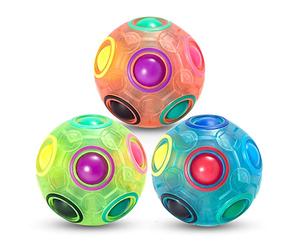 Vdealen Magic Rainbow Puzzle Ball- Fidget Ball 3D Puzzle Stress Reliever Brain Teaser Travel Toy- Birthday Party Easter Christmas Stocking Fillers Gift Toy for Kids Teens Adults- 3 Pack