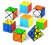 Vdealen Speed Cube Set, Magic Cube Pack of 2x2 3x3 4x4 Pyramid Skewb Ivy Dino Puzzle Cube Game, Christmas Birthday Party Gifts for Kids Teens Adults (8 Pack)