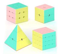Vdealen Speed Cube Set, Magic Cube Pack of 2x2x2 3x3x3 4x4x4 Pyraminx Puzzle Cube, Birthday Party Christmas Stocking Fillers Gift for Kids Teens Adults(Macaron Stickerless)