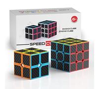 Vdealen Speed Cube Set, Magic Cube Pack of 2x2x2 3x3x3 Puzzle Cube for Beginners and Advanced Users, Birthday Party Christmas Stocking Fillers Gift for Kids Teens Adults(Carbon Fiber Sticker)