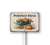 Vdenvileye 12x8Inch Fall Aluminum Pumpkins Yard Stake,Decorative Garden Stakes with Pumpkin Patch Words Sign,Pumpkin Decoration for Holiday Autumn Harvest Thanksgiving Halloween