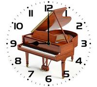 Vdenvileye 25cm Music Theme Wall Clock Vintage Piano Wall Clock Silent Movement Battery Powered Perfect Decoration for Musicians and Music Lovers Music Room Bedroom Office