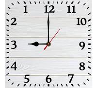 Vdenvileye 25cm Reverse Wall Clock Wooden Square Digital Reverse Clock Home Art Decoration Silent Non-tick Battery Powered for Kitchen Office School Classroom Bar (White)
