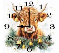 Vdenvileye 25cm Wall Clocks Cute Highland Cow Wall Clock Battery Powered Wall Clock Silent Non-ticking Decoration for Home Kitchen Bathroom Living Room Bedroom