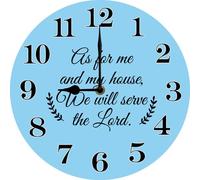 Vdenvileye 25x25 CM Silent Wall Clocks As for Me and My House We Will Serve The Lord Wall Clock, Christian Bible Verses Home Decor, Religious Wall Art for Family Room Housewarming Gift