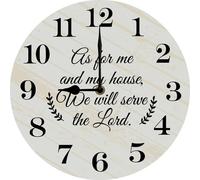 Vdenvileye 25x25 CM Silent Wall Clocks As for Me and My House We Will Serve The Lord Wall Clock, Christian Bible Verses Home Decor, Religious Wall Art for Family Room Housewarming Gift