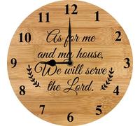 Vdenvileye 25x25 CM Silent Wall Clocks As for Me and My House We Will Serve The Lord Wall Clock, Christian Bible Verses Home Decor, Religious Wall Art for Family Room Housewarming Gift