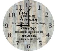 Vdenvileye 25x25 CM Silent Wall Clocks Serenity Prayer Home Decor Clock, God Grant Me The Serenity, Inspirational Gifts Positive Saying Quotes Wall Clock, Christian Gifts, Bible Verse Decor