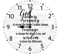 Vdenvileye 25x25 CM Silent Wall Clocks Serenity Prayer Home Decor Clock, God Grant Me The Serenity, Inspirational Gifts Positive Saying Quotes Wall Clock, Christian Gifts, Bible Verse Decor
