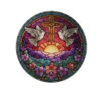 Vdenvileye 26.5cm Melamine Decorative Plate (Includes Metal Hanging Hook) Cross Motif Wall Art Decor Home Accent Rustic-Style Wall-Mounted Display Tray Gift for Christians (Style 1)