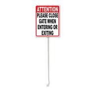 Vdenvileye Attention Please Close Gate When Entering Or Exiting Yard Sign with Stake 20x30cm Rustproof Aluminum Lawn Decorations Sign for Outdoor Road Street Garden Decor