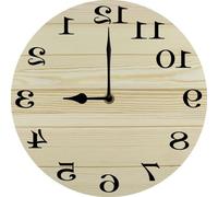 Vdenvileye Backwards Wall Clock Retirement Gift Reverse Wooden Clock for Home Kitchen Bedroom Garage Wall Decoration 25x25 CM Silent Non Ticking Battery Operated Farmhouse Decor