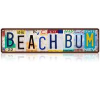 Vdenvileye Beach Bum Sign Vintage Aluminium Metal Signs Street Signs Rustic Funny Home Wall Decor 10x40cm
