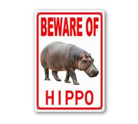 Vdenvileye Beware of Hippos Sign 20×30cm Sturdy Aluminum Metal Signs Rust Free Metal Wall Decor for Yard Backyard Patio Porch