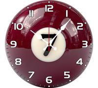 Vdenvileye Billiards No. 7 Ball Wall Clock 25cm Wooden Round Modern Minimalist Clock Silent No Tick-Tock Battery Powered for Billiard Rooms or as a Gift for Men