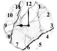 Vdenvileye Black And White Marble Clock Round Wooden Bathroom Wall Clock Silent No Tick Battery Powered Suitable for Bathroom Living Room 25cm