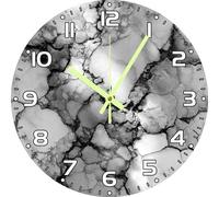 Vdenvileye Black and White Marble Wall Clock 25cm Wooden Round Vintage Clock Silent No Tick Battery Powered for Bathroom Bedroom Kitchen Living Room Office Wall Decoration (Style 5)