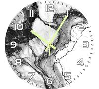 Vdenvileye Black and White Marble Wall Clock 25cm Wooden Round Vintage Clock Silent No Tick Battery Powered for Bathroom Bedroom Kitchen Living Room Office Wall Decoration (Style 2)