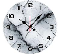 Vdenvileye Black and White Marble Wall Clock 30cm Wooden Round Vintage Clock Silent No Tick Battery Powered for Bathroom Bedroom Kitchen Living Room Office Wall Decoration (Style 8)