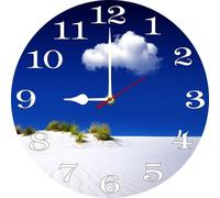 Vdenvileye Blue Sky And White Clouds Wall Clock for Living Room Decor 10 Inch Hanging Round Desk Clocks Silent Non-Ticking Battery Operated Easy to Read Bathroom Kitchen Office