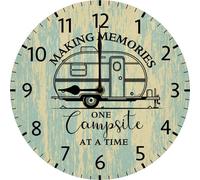 Vdenvileye Camping Wall Decoration Making Memories One Campsite At A Time Happy Camper Clock Rv Clock For Campers Gifts Farmhouse Campsite Decorations 25x25 CM Silent Non-Ticking Battery Operated