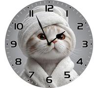 Vdenvileye Cat Wall Clock Funny Cute Bathing Cat Clocks for Bathroom Wall Clock Battery Operated Silent Non-Ticking Decorative for Home Kitchen Bath Toilet Restroom 25cm
