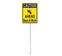 Vdenvileye Caution Ahead Bees At Work Yard Sign with Stake 20x30cm Rustproof Aluminum Lawn Decorations Warning Sign for Outdoor Road Street Garden Decor