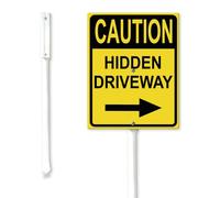 Vdenvileye Caution Hidden Driveway Right Arrow Yard Sign with Metal Stakes 20x30cm Fade Resistant Sturdy Aluminum Slow Signs for Lawn Backyard Outdoor Decorations