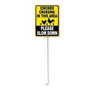 Vdenvileye Chicken Crossing in This Area Please Slow Down Yard Sign with Stake 11.5x15cm Rustproof Aluminum Lawn Decorations Warning Sign for Outdoor Road Street Chicken Coop Decor