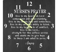 Vdenvileye Christian Nurses Gift Nurse's Prayer Square Wall Clock, Appreciation Graduation Gift for Nursing Assistants RN Nurse, 25x25 CM Battery Operated Silent Non Ticking Clock