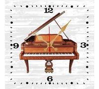 Vdenvileye Classical Piano Wall Clock Modern Silent Wall Clock Music Theme Home Decoration Musics Studio Decor Pianist Gift Non-tick Battery Powered 30x30 CM Square Clocks Birthday Present for Kids