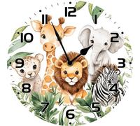 Vdenvileye Cute Animal Wall Clock Nursery Wall Decor 25cm Non-Ticking Quartz Battery Operated Clocks for Living Room Kitchen Bedroom Farmhouse Home Decor