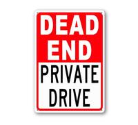 Vdenvileye Dead End Private Drive Sign 30×40cm Sturdy Aluminum Metal Signs Rust Free Metal Wall Decor for Yard Backyard Patio Porch