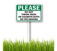 Vdenvileye Do Not Throw Trash Or Cigarette Butts On The Ground Yard Sign with Metal Stakes 20x30cm Heavy Duty Aluminum Yard Signs Weather Resistant Metal Decor for Lawn Backyard Easy to Install