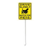 Vdenvileye Drive Slowly Watch For Pets Yard Sign with Stake 20x30cm Rustproof Aluminum Lawn Decorations Road Safety Sign for Outdoor Road Street Garden
