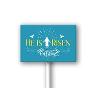 Vdenvileye Easter He is Risen Yard Signs with Metal Stakes Outdoor Decorations Religious Jesus Cross Waterproof Lawn Signs Christian Holiday Party Decor Supplies for Garden Lawn Decor 12x8Inch