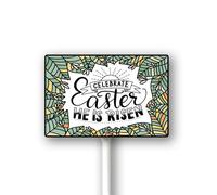 Vdenvileye Easter He is Risen Yard Signs with Metal Stakes Outdoor Decorations Religious Jesus Cross Waterproof Lawn Signs Christian Holiday Party Decor Supplies for Garden Lawn Decor 12x8Inch