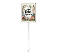 Vdenvileye Fairies Enchant This Area Yard Sign with Stake 11.5x15cm Rustproof Aluminum Lawn Decorations Sign for Outdoor Road Street Garden Decor